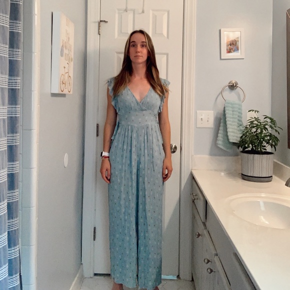 Blue Floral Jumpsuit - Picture 1 of 2